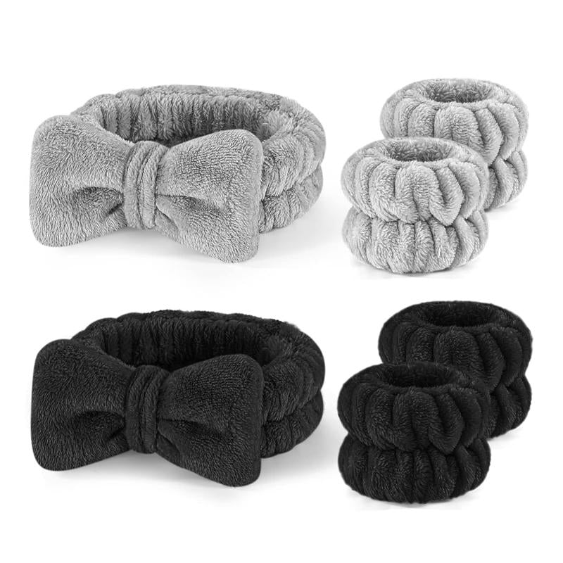 3 Pcs Spa Wristband & Headband, Makeup Headbands, Microfiber 1 Pcs Face Headband & 2 Pcs Absorbent Wristbands, for Washing Face & Skin Care