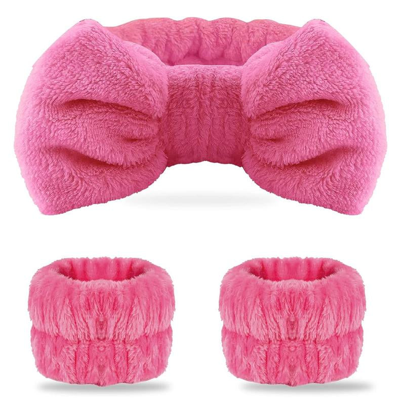 3 Pcs Spa Wristband & Headband, Makeup Headbands, Microfiber 1 Pcs Face Headband & 2 Pcs Absorbent Wristbands, for Washing Face & Skin Care