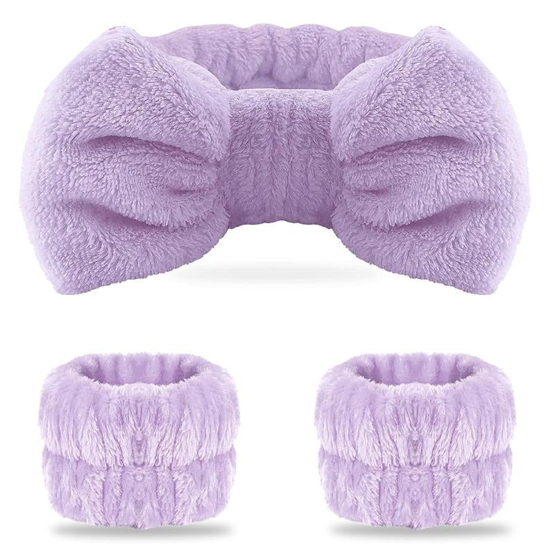 3 Pcs Spa Wristband & Headband, Makeup Headbands, Microfiber 1 Pcs Face Headband & 2 Pcs Absorbent Wristbands, for Washing Face & Skin Care