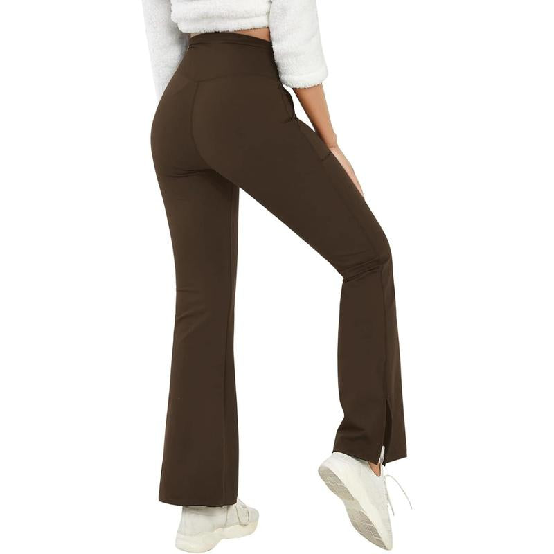 Aurgelmir Women'S Bootcut Yoga Pants Work Pants Crossover Split Hem Full Length Flare Leggings with Pocke Womenswear Bottom