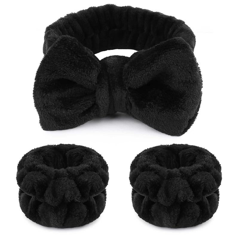 3 Pcs Spa Wristband & Headband, Makeup Headbands, Microfiber 1 Pcs Face Headband & 2 Pcs Absorbent Wristbands, for Washing Face & Skin Care