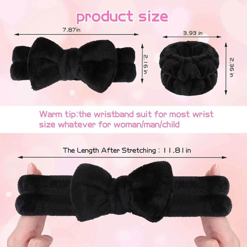 3 Pcs Spa Wristband & Headband, Makeup Headbands, Microfiber 1 Pcs Face Headband & 2 Pcs Absorbent Wristbands, for Washing Face & Skin Care
