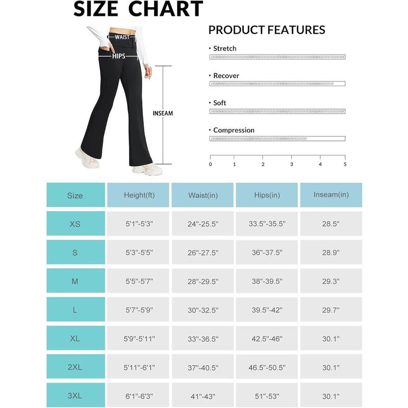 Baleaf Women'S Fleece Lined Pants Winter Thermal Warm Hiking Yoga Pants with Zipper Pockets Bootcut High Waist Flare Leggings Soft Comfortable