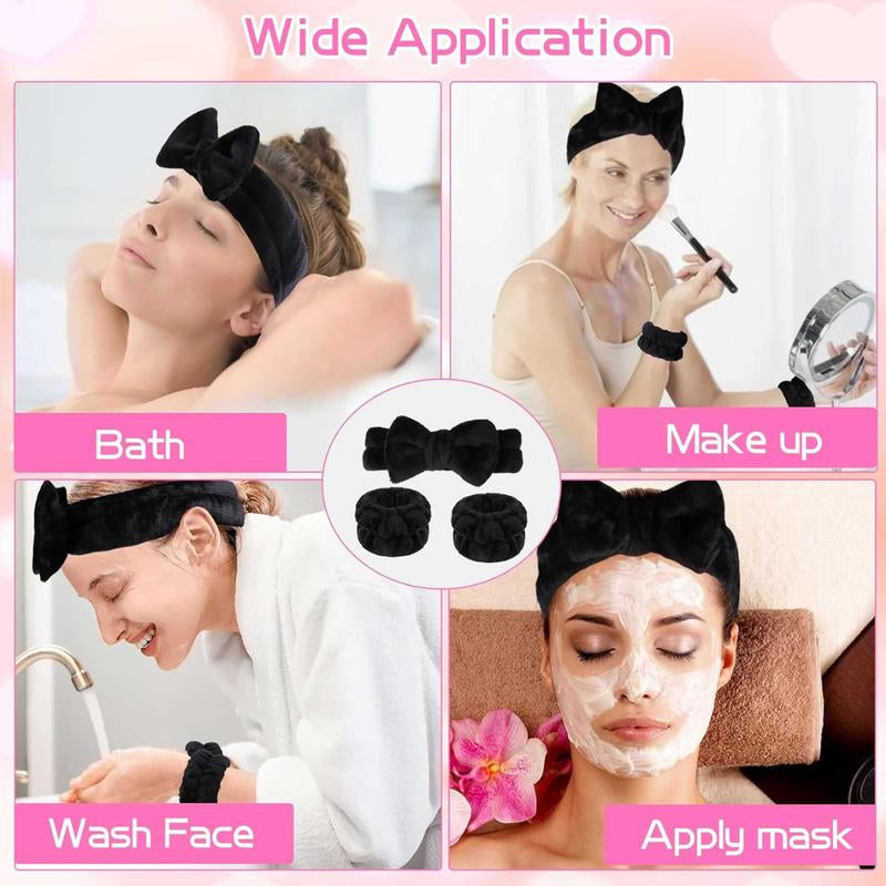 3 Pcs Spa Wristband & Headband, Makeup Headbands, Microfiber 1 Pcs Face Headband & 2 Pcs Absorbent Wristbands, for Washing Face & Skin Care